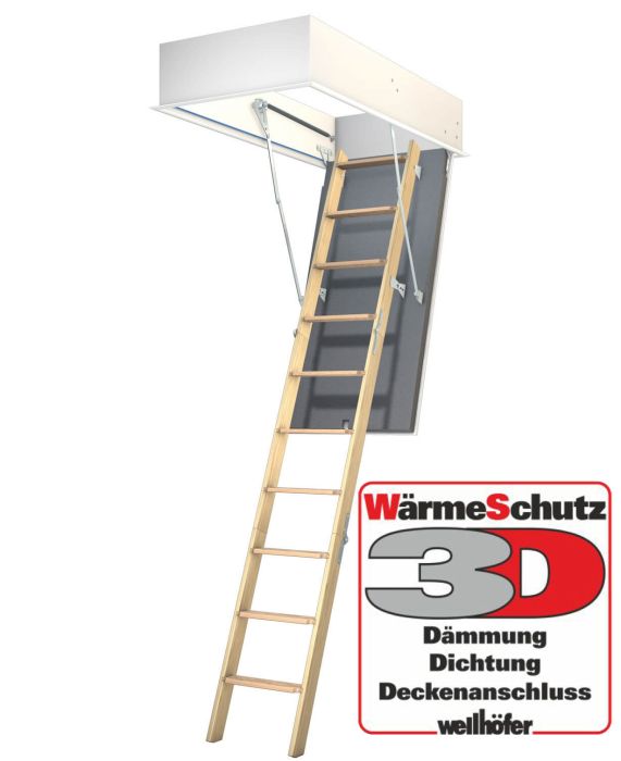 Wellhöfer Bodentreppe Gutholz + 3D Wärmeschutz 3d logo