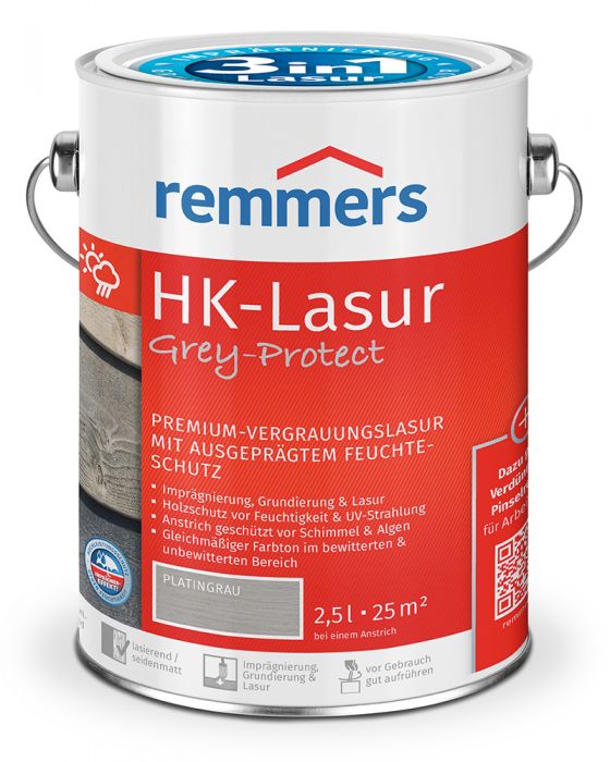 Remmers HK-Lasur Grey-Protect 3in1 Platingrau FT-26788 2,5l Dose