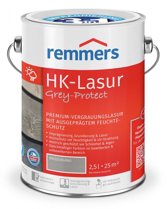 Remmers HK-Lasur Grey-Protect 3in1 Wassergrau FT-20924 2,5l Dose