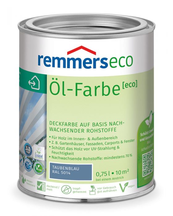 Remmers Öl-Farbe eco Taubenblau RAL 5014 0,75l Dose