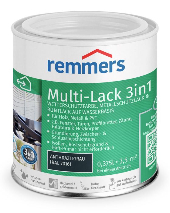 Remmers Multi-Lack 3in1 0,375l anthrazitgrau (RAL 7040) Dose