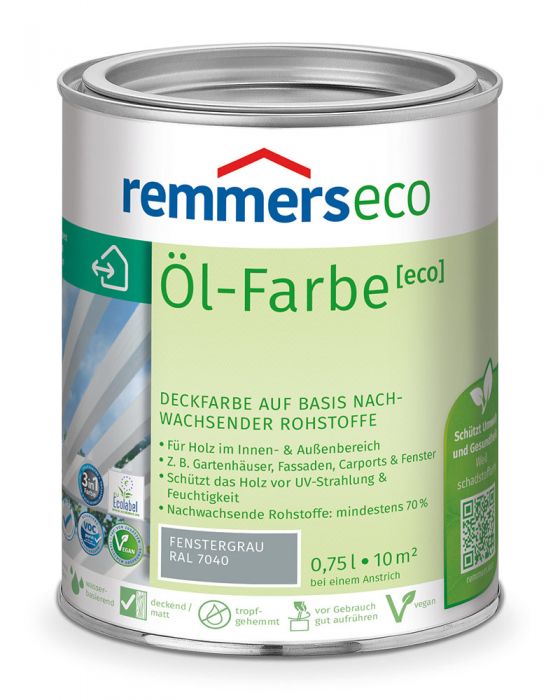Remmers Öl-Farbe eco Fenstergrau RAL 7040 0,75l Dose