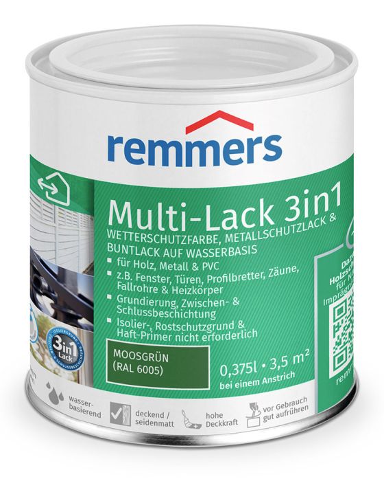 Remmers Multi-Lack 3in1 0,375l moosgrün (RAL 6005) Dose