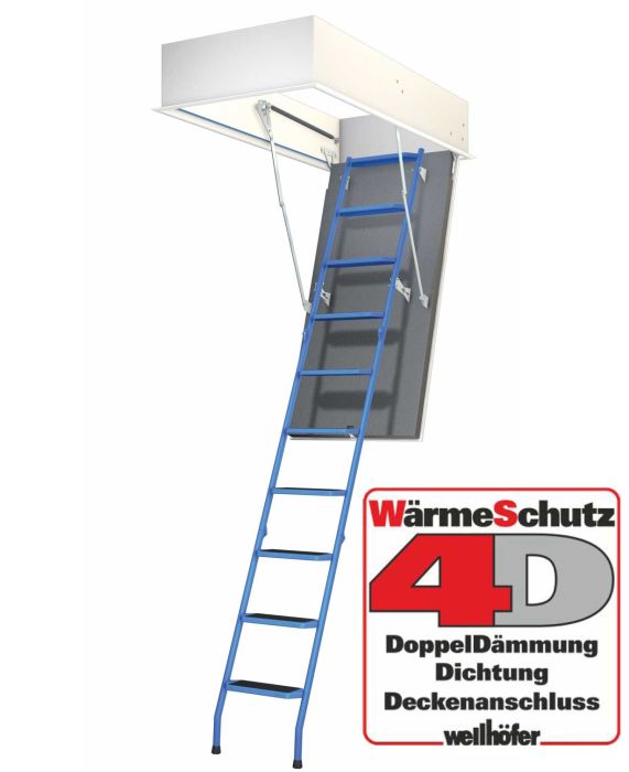 Wellhöfer Bodentreppe StahlBlau + 4D Wärmeschutz