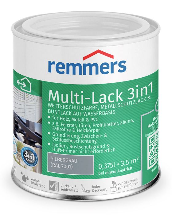 Remmers Multi-Lack 3in1 0,375l silbergrau (RAL 7001) Dose